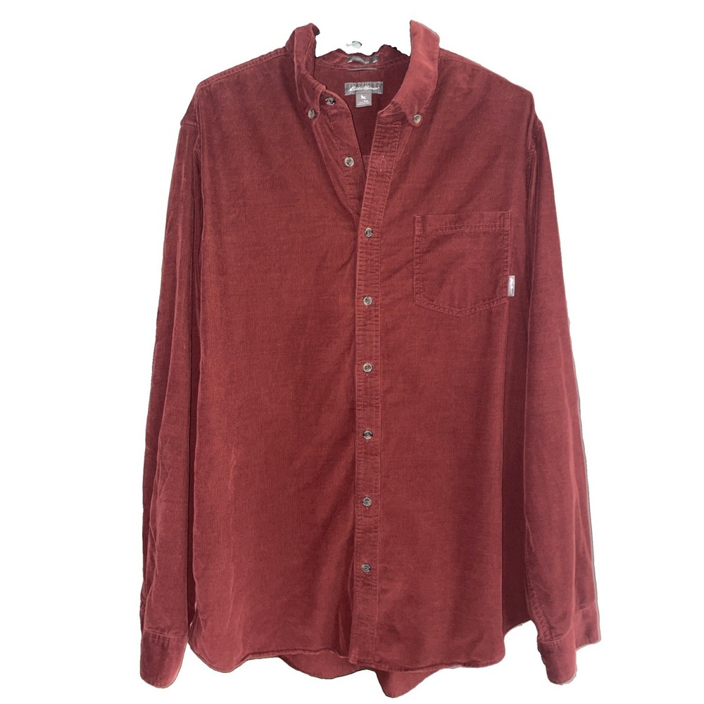 Eddie Bauer Men's TXL Long Sleeve Corduroy Button Up Shirt Burgundy